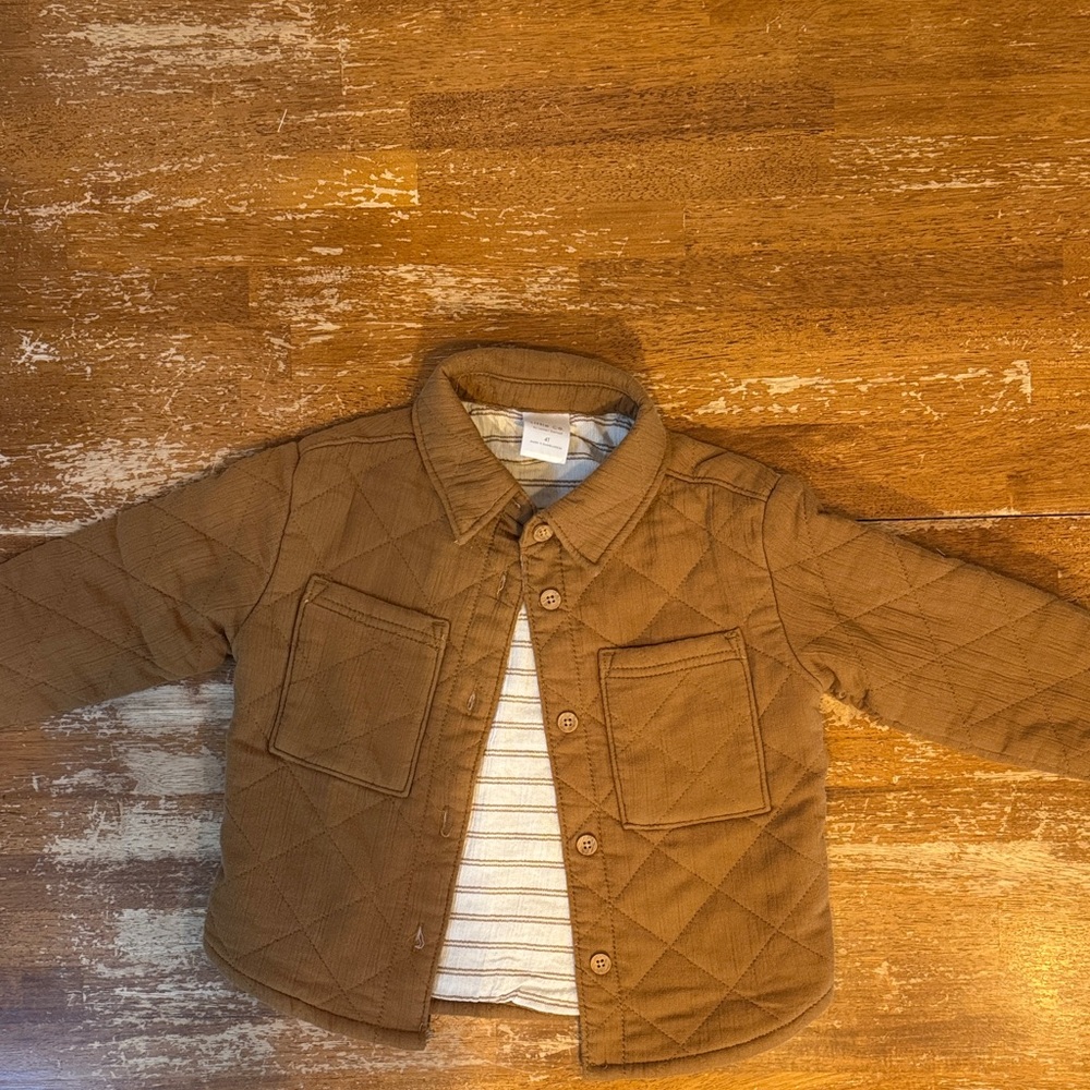 Kids Brown Quilted Light Jacket